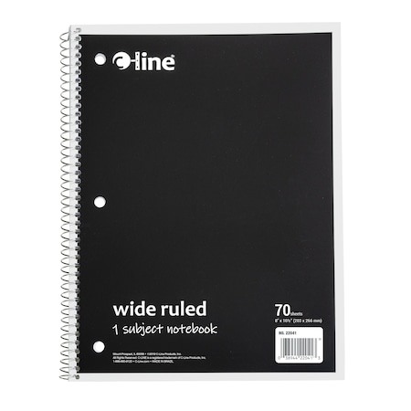 C-Line Products 1-Subject Notebook, Wide Ruled, Black, PK48 22041-CT